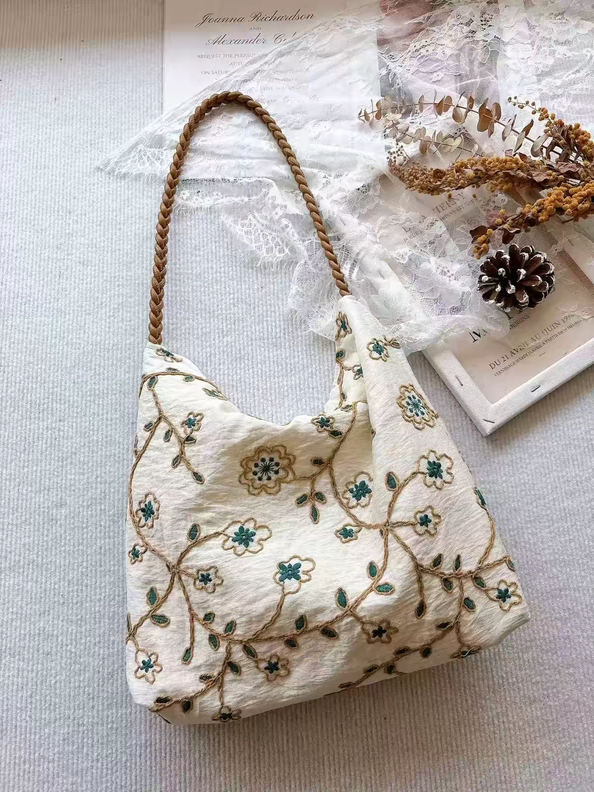 Handmade Floral Canvas Tote Bag