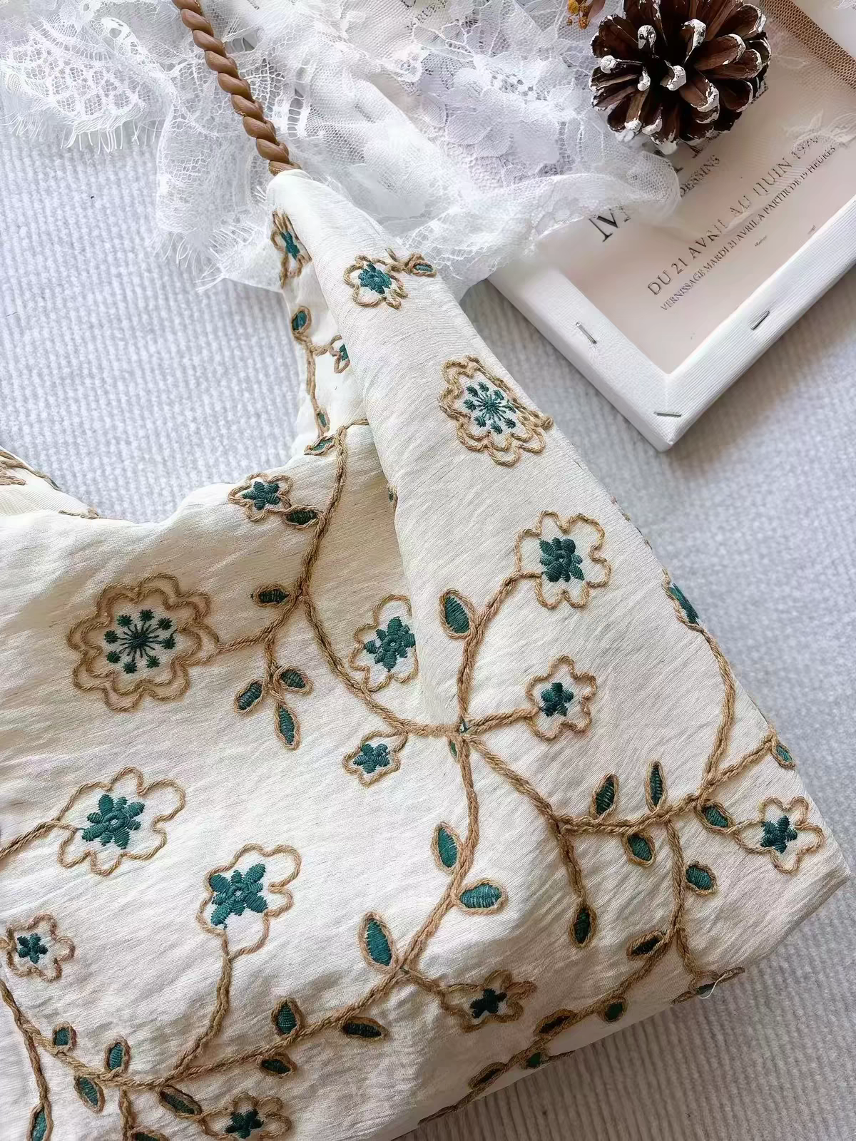 Handmade Floral Canvas Tote Bag - Image 4