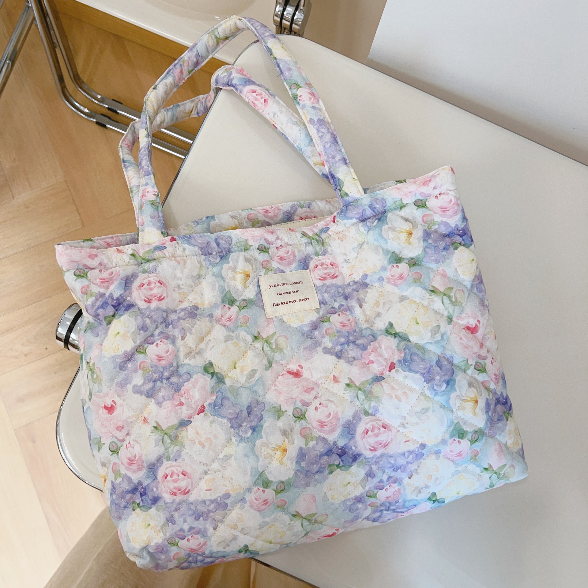 Handmade Floral Quilted Tote Bag