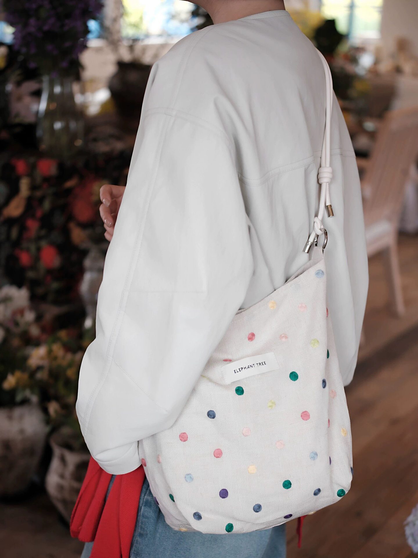 Handmade Colorful Dot Hobo Shoulder Bag - Image 3